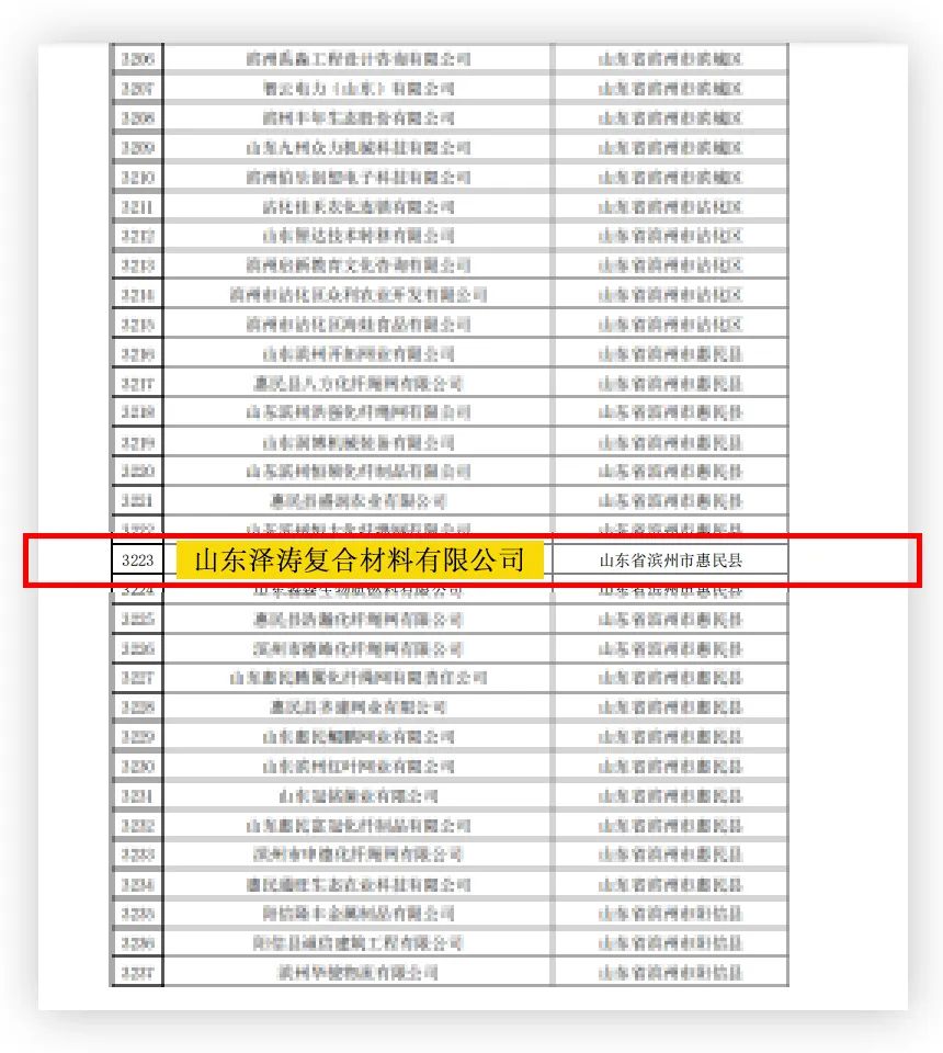 泽涛复材成功入选山东省2022年第九批拟入库科技型中小企业名单(图2)