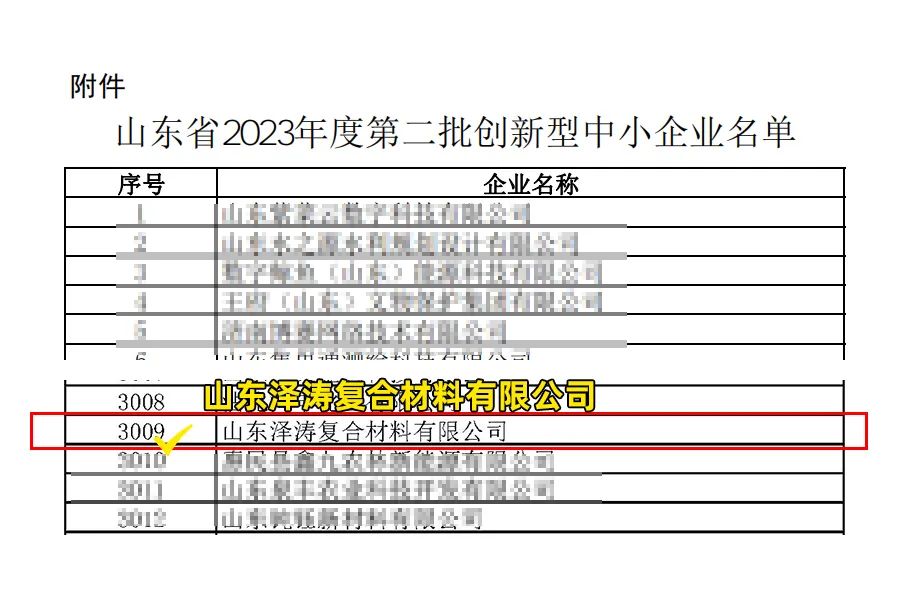 热烈祝贺山东泽涛复材入选山东省2023年度第二批创新型中小企业名单(图2)
